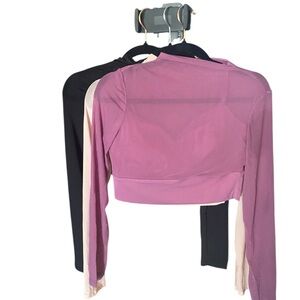 Bella Canvas Pink and Black Crop Top all sizes w/ built in shelf bra